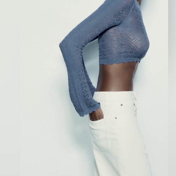 Zara pointelle knit cropped sweater - Picture 5 of 10